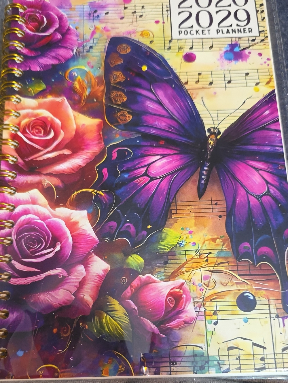 Purple Butterfly & Pink Rose Pocket Planner — 2026-2029